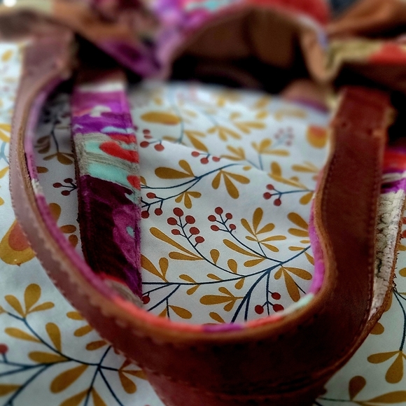 LUCKY patchwork corded leather trimmed hobo purse bag - Picture 3 of 12